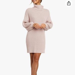 Amazon nwt turtle neck knit sweater dress balloon sleeves sz S